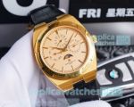 Swiss Copy Vacheron Constantin Overseas Leather Watch Yellow Gold Dial